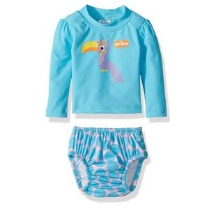 Kiko & Max Toucan Rashguard Swim Diaper 2 Piece Bathing Suit Size M (16-21 lbs)